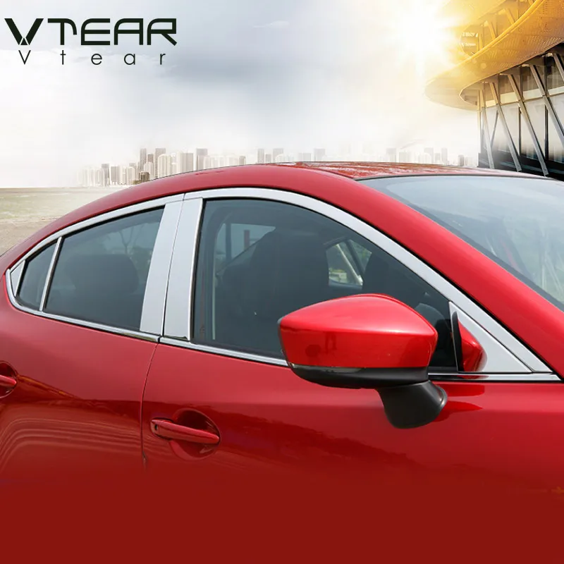 Vtear для Mazda 3 Axela хэтчбек седан автомобиля полное окно отделка полосы покрытие из нержавеющей стали внешние аксессуары