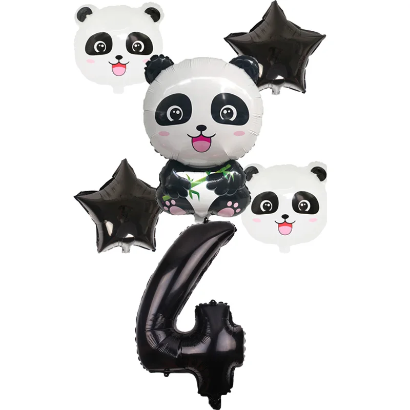 6 шт./компл. с мультипликационным принтом панда еды бамбук воздушный шарик из