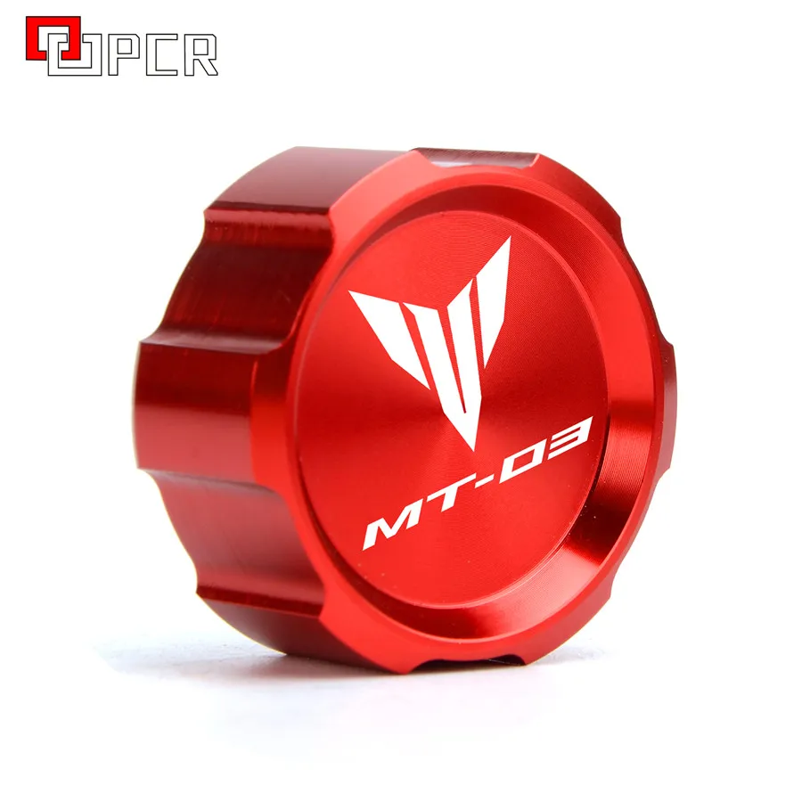 Rear red Высококачественный с логотипом MT-03 черный и синий CNC цилиндр для жидкости главный резервуар Крышка для Yamaha MT03 ABS MT 03 - Цвет: Rear red