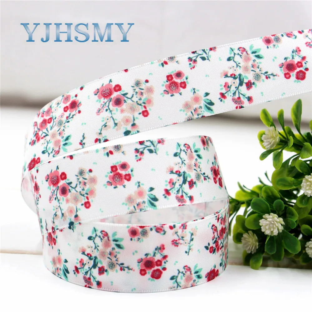 YJHSMY D 17306 1114 10 ярдов 25 мм цветочный принт grosgrain ленты Свадебные аксессуары