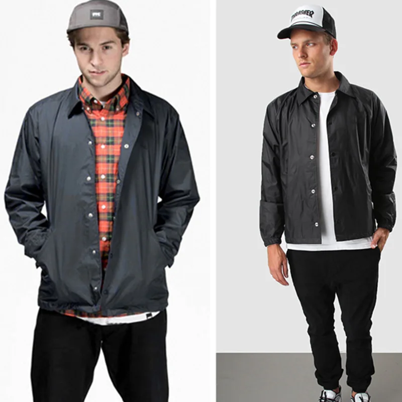 Весна Осень мужские куртки ретро пальто тренера Новая мода отложной воротник
