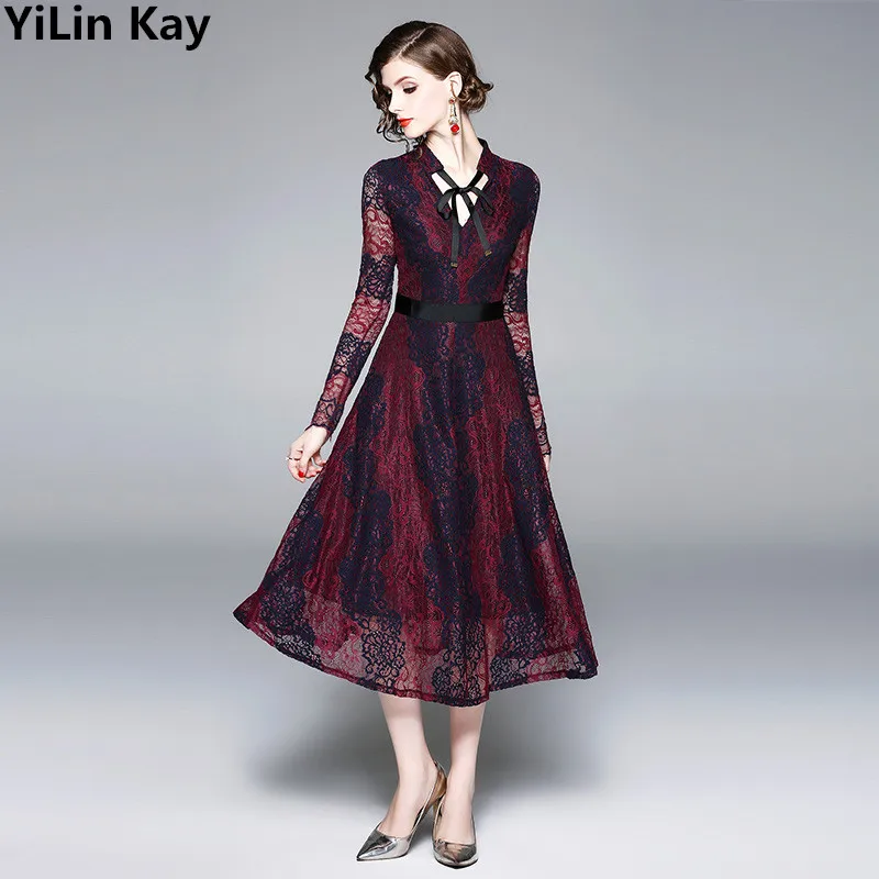 YiLin Kay высококачественное модное дизайнерское подиумное платье 2019 осеннее