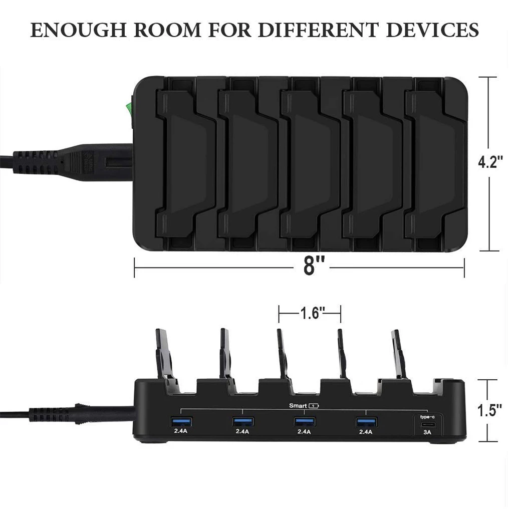 USB зарядная станция 5 портов 2.4A 3A быстрая зарядная станция многофункциональная US EU версия для мобильного телефона планшет ПК