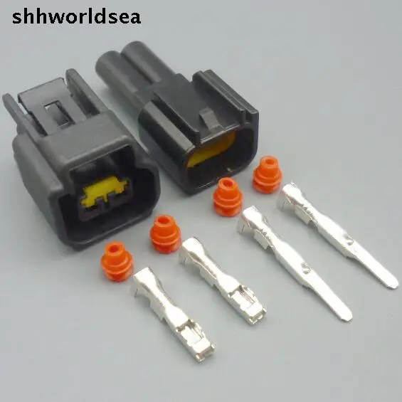 

shhworldsea 5/30/100set 2.3mm 2pin female male ignition coil plug for ford high voltage auto wire connector FW-C-2F-B FW-C-2M-B