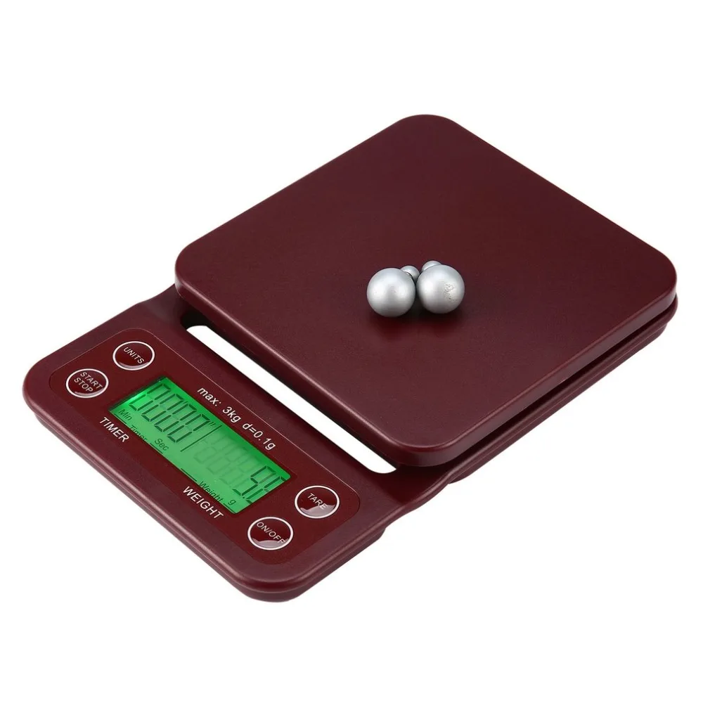 Digital Electronic Coffee Scale 3kg/0.1g Platform with Timer Function Tare for Cooking Making | Инструменты