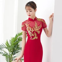 red traditional chinese style bride wedding dresses embroidery cheongsam gown robe party evening dress marry qipao vestido s 3xl
