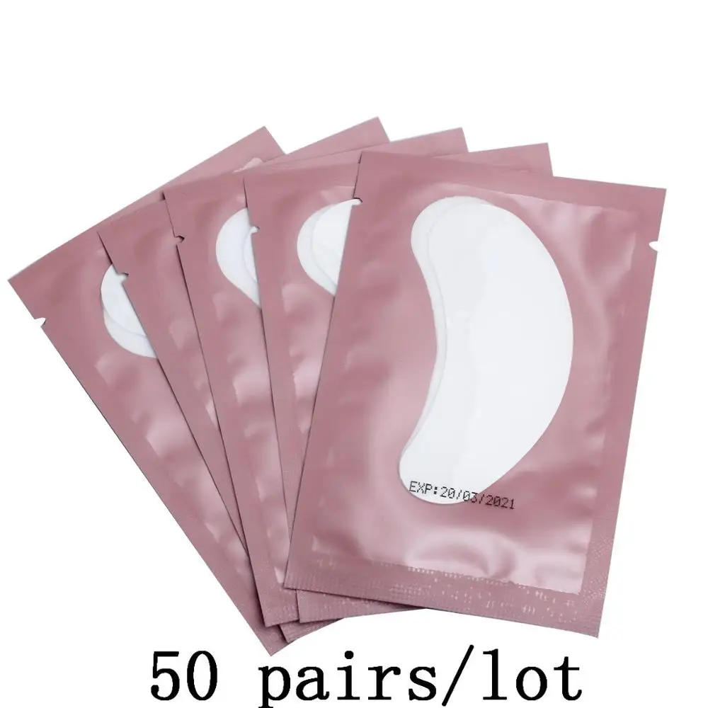 Pink 50 Eyepads 50/100/200 пар бумажные патчи для ресниц накладки под глаза ресницы, глаза патчи Безворсовая Ткань Для женщин Eyepads наращивание ресниц инструменты - Цвет: Pink 50