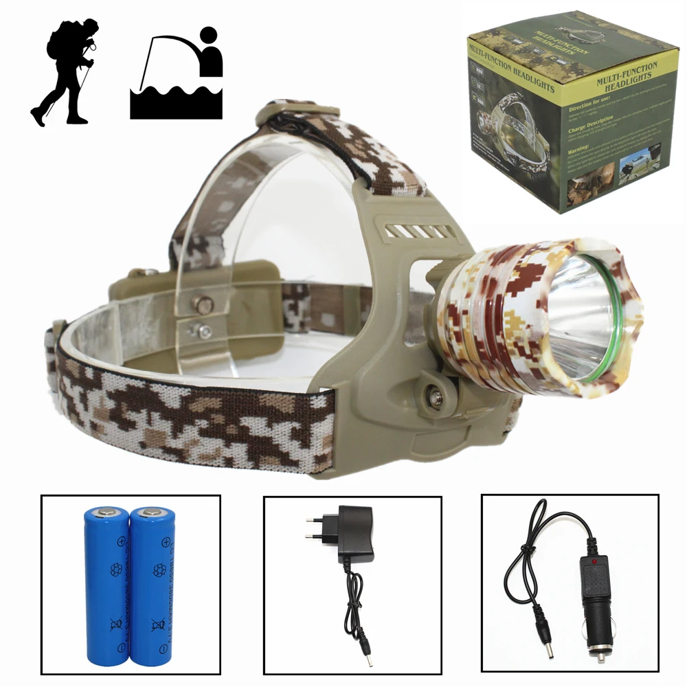 

3500 люмен XM-L T6 светодиодный фонарь, головсветильник фонарь, светильник онарь для кемпинга + 2 аккумулятора + зарядное устройство для автомоби...