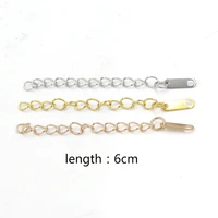 fnixtar 50pcslot 6cm stainless steel extender chain with rectangle charms extended extension chain for bracelets necklace