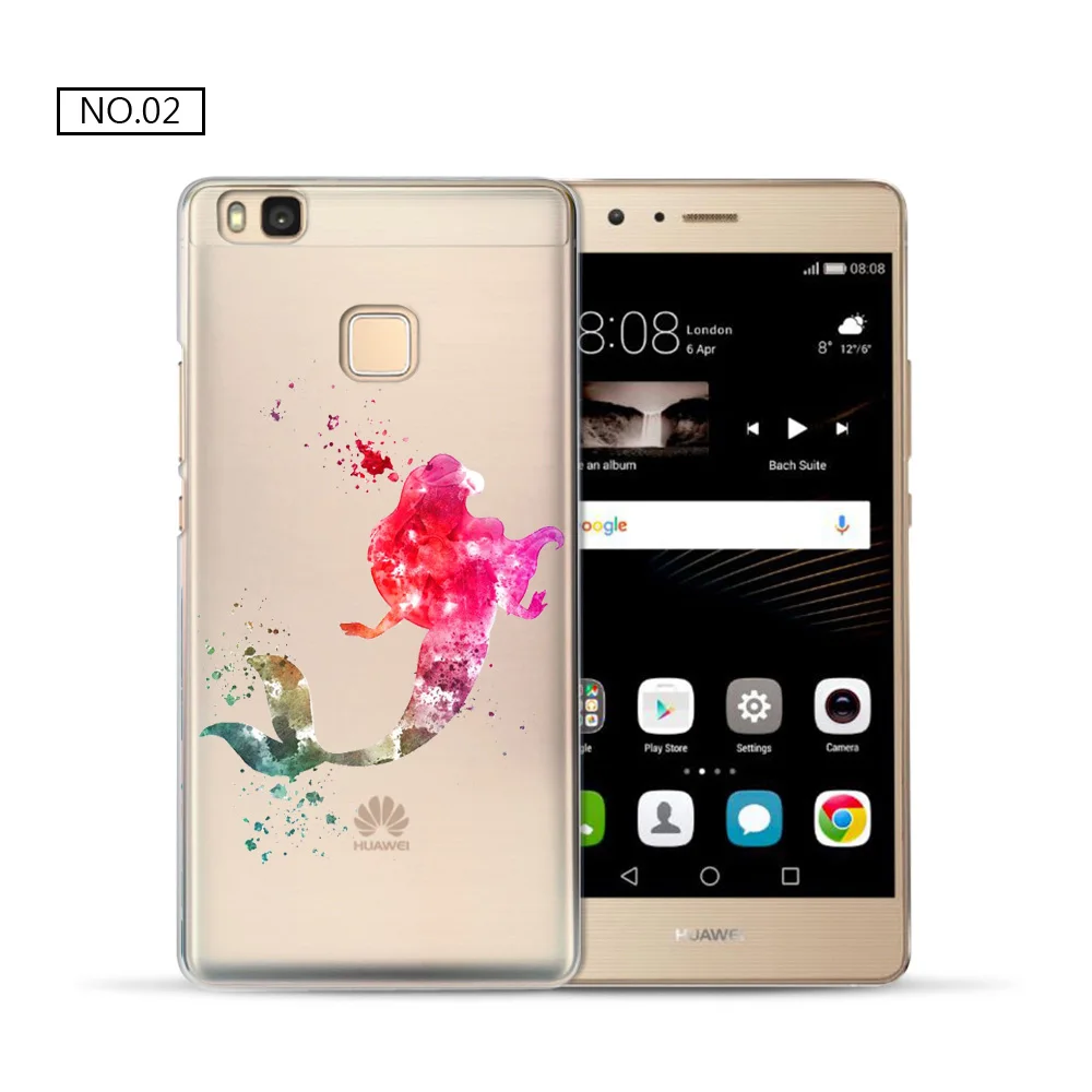Новинка 2017 года поступления русалка шаблон для Coque Huawei P9 Lite случае принцесса
