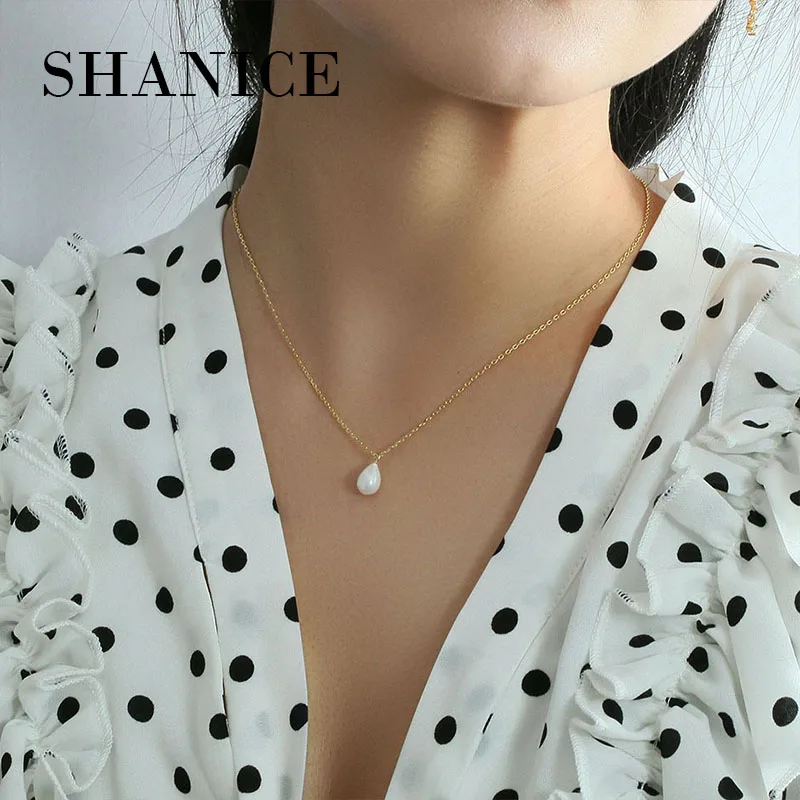 SHANICE, простая 925 пробы, серебряная, золотая цепочка с буквами, ожерелье, жемчужное ожерелье для мамы, женщин, хорошее ювелирное изделие, Свадебная вечеринка