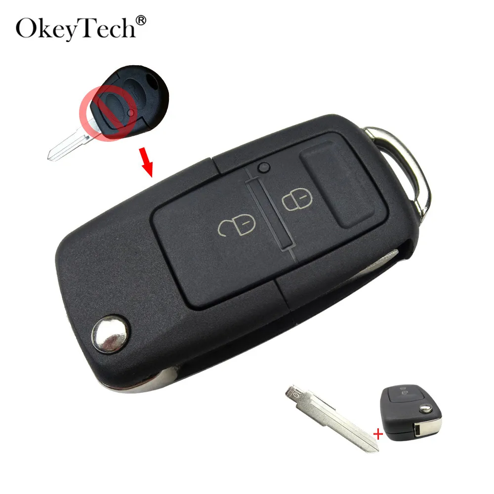 OkeyTech 2 кнопки модифицированный флип Автомобильный ключ оболочка для Volkswagen VWW Golf Skoda Chery QQ3 QQ6 дистанционный ключ чехол Замена