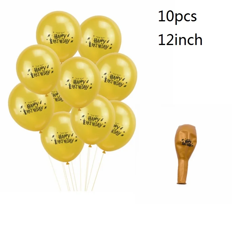 10pcs gold Мультфильм день рождения баннер латексные шары «С Днем Рождения» торт Топпер детский душ День Рождения Декор Висячие овсянки Детские сувениры - Цвет: 10pcs gold