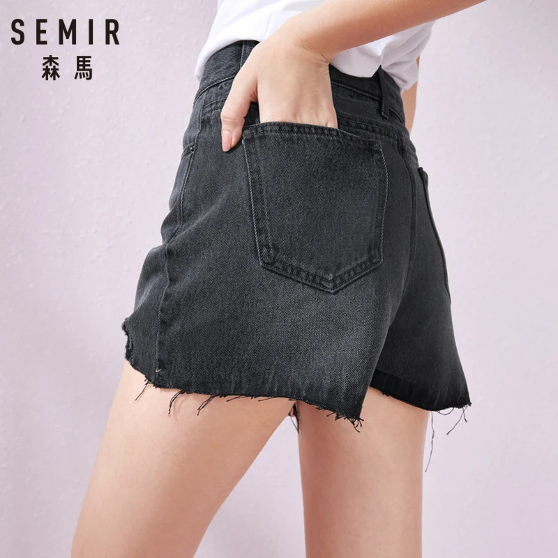 

SEMIR Denim shorts female 2019 summer new high waist raw edge irregular hot shorts thin women shorts tide bottoms