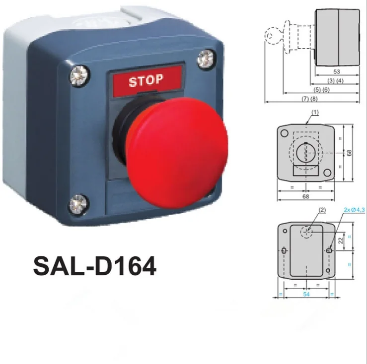 SAL (LA68H XAL)-D164 XB5 водонепроницаемый кнопочный корпус IP65 пружинный возврат SAL (LA68H XAL)-D164 XB5 водонепроницаемый кнопочный корпус IP65 пружинный возврат