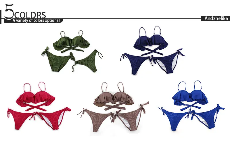 Andzhelika bikini женский купальник бикини с эффектом пуш апп и двумя плавками