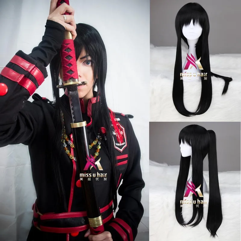 Японское аниме D. Gray-man мужской Yu Kanda косплей парик для ролевых игр Yu Kanda черный парик с длинными волосами костюмы