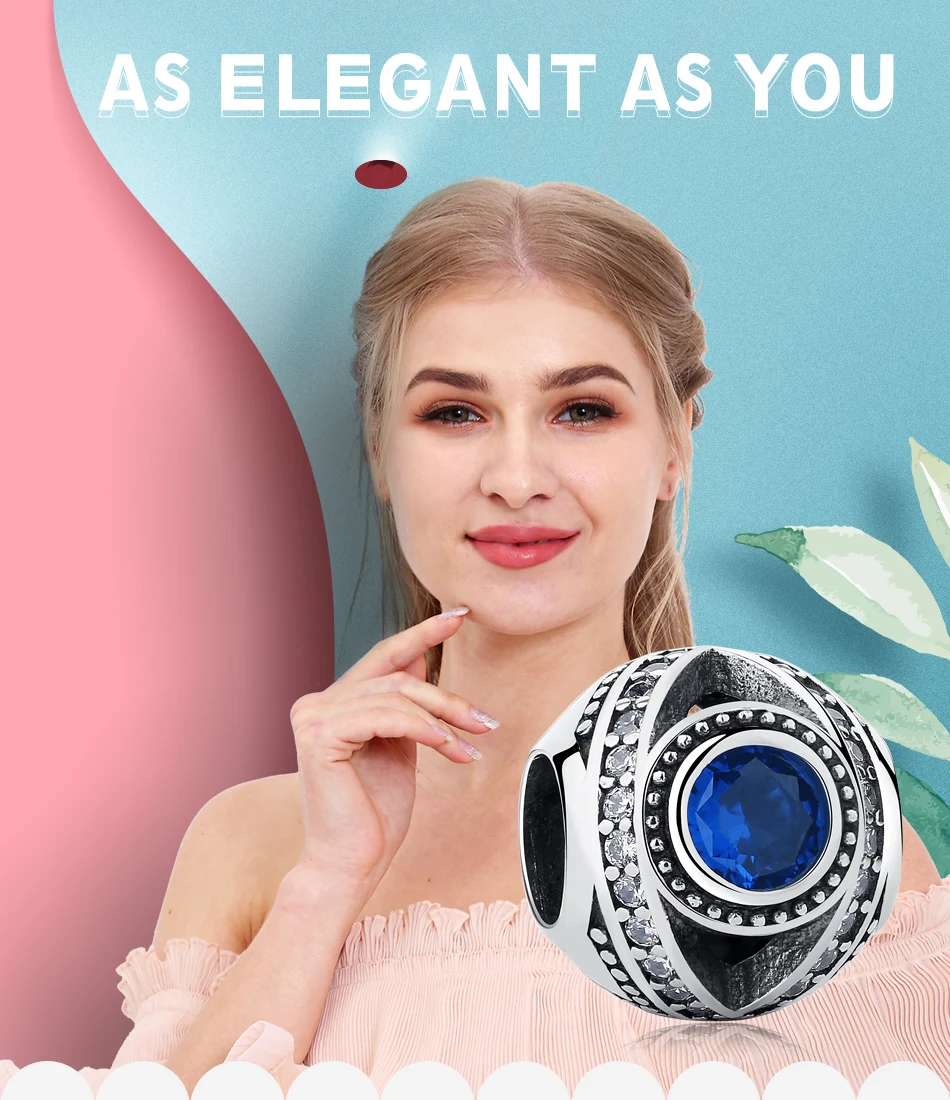 ELESHE,, настоящая 925 пробы, серебряные, синие кристаллы, счастливые глаза, круглые бусины, Подвески, подходят для браслетов и браслетов, сделай сам, ювелирное изделие