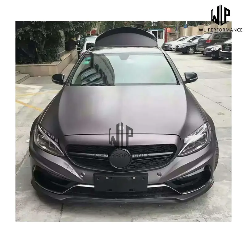W205 Комплект кузова PU Неокрашенный передний бампер задний бампер для Mercedes Benz W205 C200 C300 Карлссон Комплект кузова 14-16