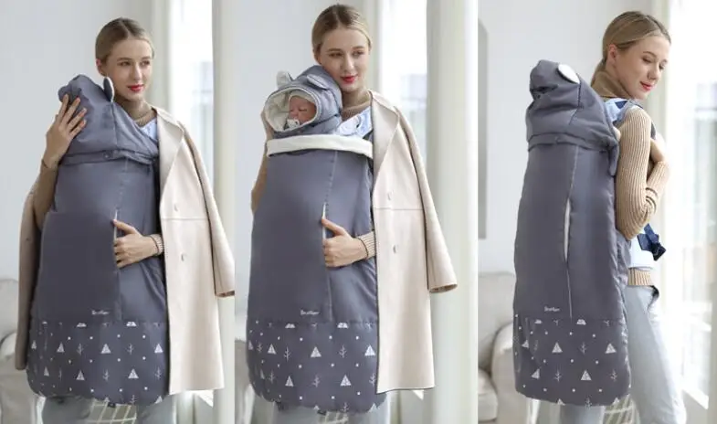 Теплая накидка-переноска для малышей зимняя накидка-кенгуру ветрозащитная