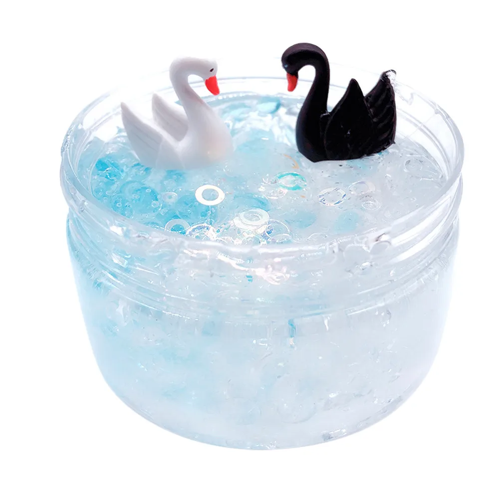 DIY блеск слизи Кристалл Черный лебедь буффы грязи смешивания облако шпатлевка