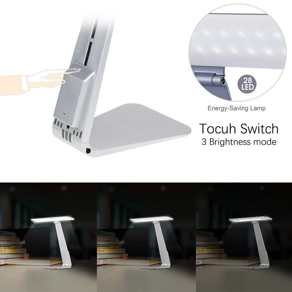 Обновленная Складная ультратонкая настольная лампа Mac с 3 режимами затемнения