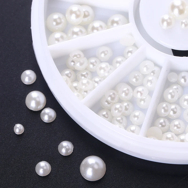 стразы для ногтей дизайн Nail Art декорация 4 Размеры Half Round White Pearl Советы Шпильки