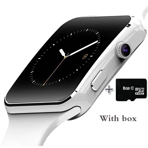 White 8G card Завод X6 Смарт-часы с камерой сенсорный экран Поддержка SIM TF карта Bluetooth Smartwatch для iPhone Xiaomi Android телефон - Цвет: White 8G card