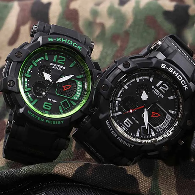 Fashion Men Watch Double Depth Waterproof Shockproof Mountaineering Leisure Watches Outdoor Sports Digital Wristwatches Sale | Наручные