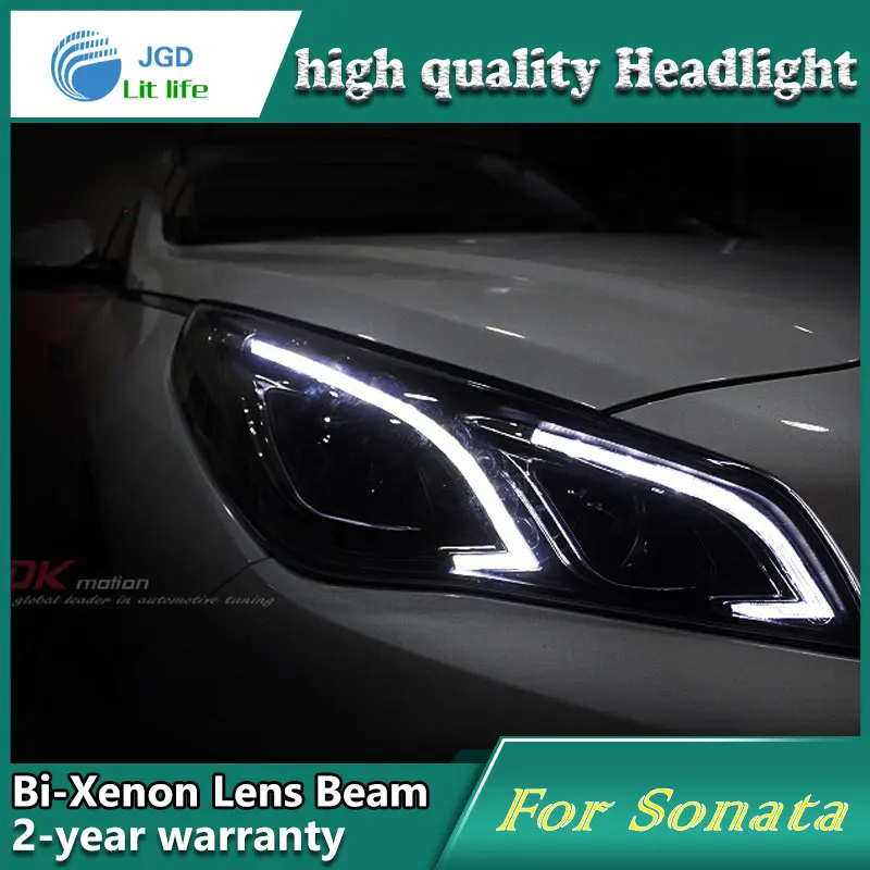 Автомобильный Стайлинг корпус передней фары для hyundai Sonata 9 фары, светодиодные фары DRL Объектив Двойной Луч Биксеноновые HID аксессуары
