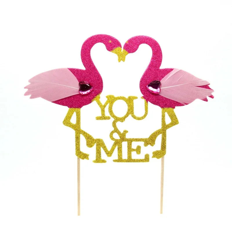 OUDIROSE 2 шт. Фламинго торт Топпер счастливое украшение для торта ко дню рождения 3D