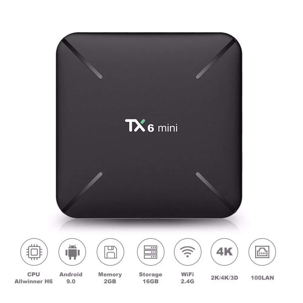 TX6 мини 4K ТВ коробка Android 9,0 2 Гб 16 Гб Allwinner H6 четырехъядерный USB3.0 2,4G Wifi проигрыватель Google PK TX3 X96