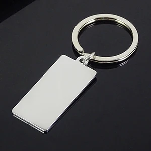 Sliver 50 шт./лот, прямоугольная цепочка для ключей из нержавеющей стали, сделай сам, отполированные брелки для ключей, рекламные подарки - Цвет: Sliver