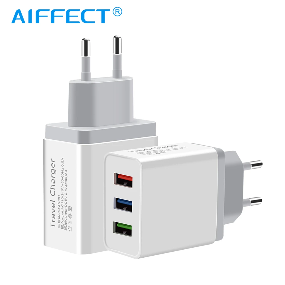 AIFFECT USB Зарядное устройство 3 Порты для iPhone X 8 7 iPad быстрое настенное зарядное samsung S9