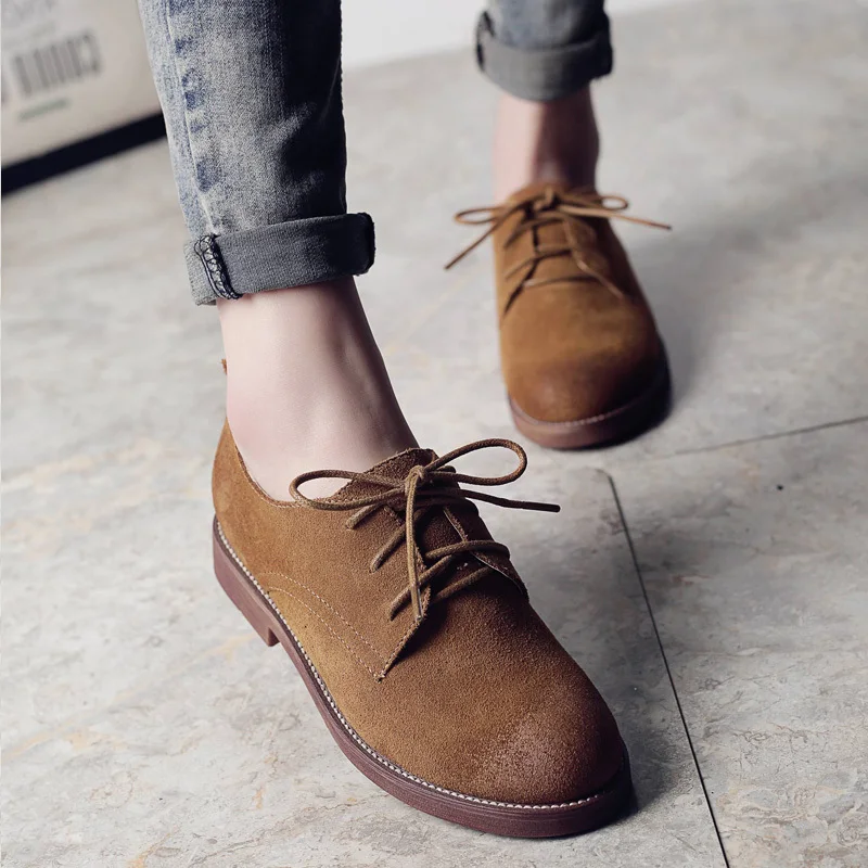 Весенняя женская обувь в стиле ретро женские туфли по дереву замшевая из