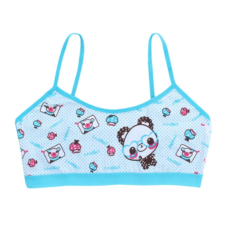 panda sky blue Детское нижнее белье; модельный топ на бретелях ярких цветов для девочек; хлопковая летняя майка для девочек; майка для малышей; нижнее белье для подростков; От 6 до 14 лет - Цвет: panda sky blue