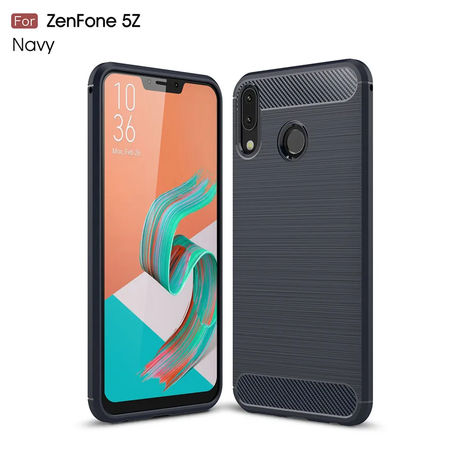 Темно-синий Углеродное волокно чехол для ASUS Zenfone Max pro M2 ZB631KL ZB633KL M1 ZB601KL live L1/ZA550KL 5Z ZS620KL/ZE620KL 5 lite/ZC600KL чехол - Цвет: Темно-синий