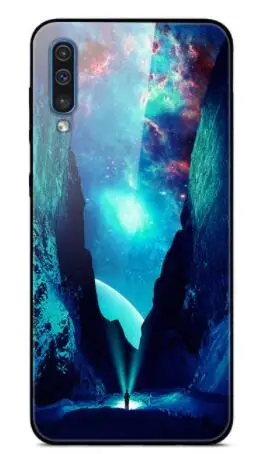 Флуоресцентный желтый Чехол для samsung A70, жесткая задняя крышка из закаленного стекла с рисунком для samsung Galaxy A70 A50 A80 A40 A30 A10 A 70, мягкий чехол из ТПУ - Цвет: Флуоресцентный желтый