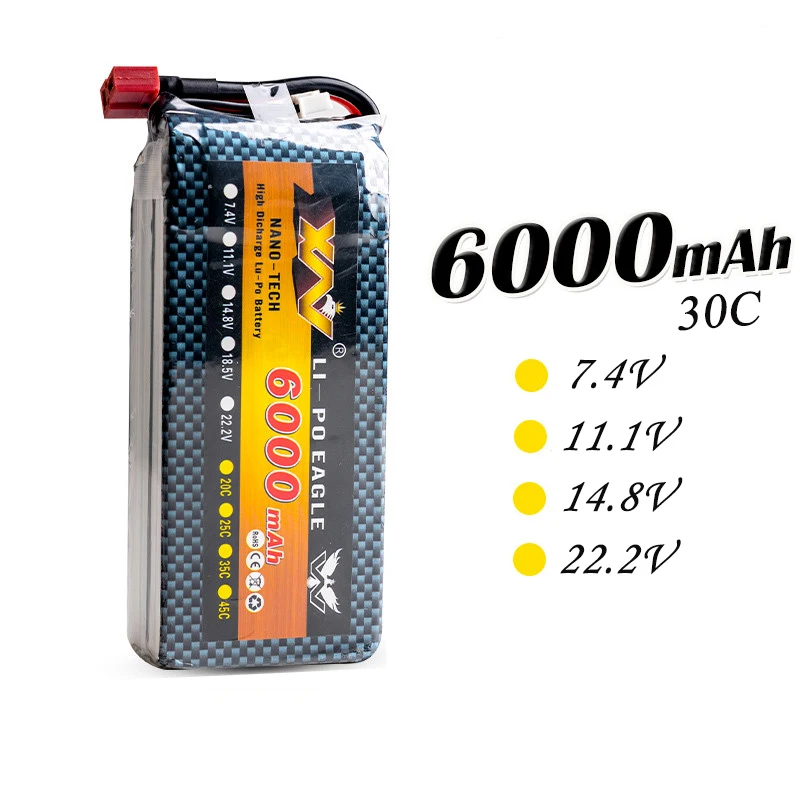 High Quality RC Battery 7.4V 11.1V 14.8V 22.2V 6000mAh 30C LiPo Li-Poly for Helicopters Quadcopter drone | Игрушки и хобби