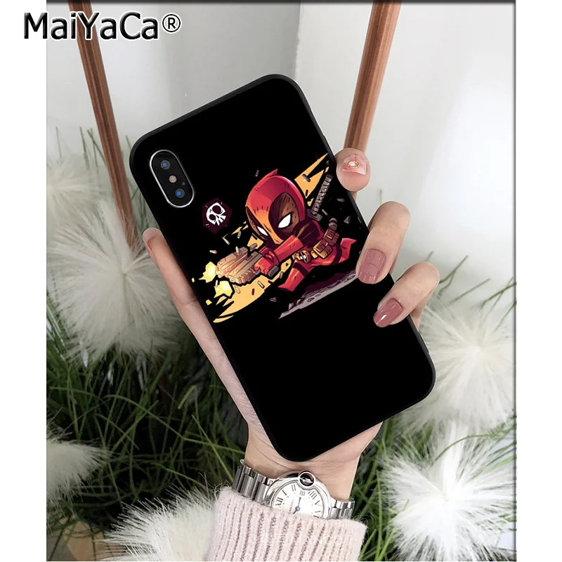 MaiYaCa Marvel deed pool TPU Soft Silicone Black Phone Case for iPhone 5 5Sx 6 7 7plus 8 8Plus X XS MAX XR | Мобильные телефоны и