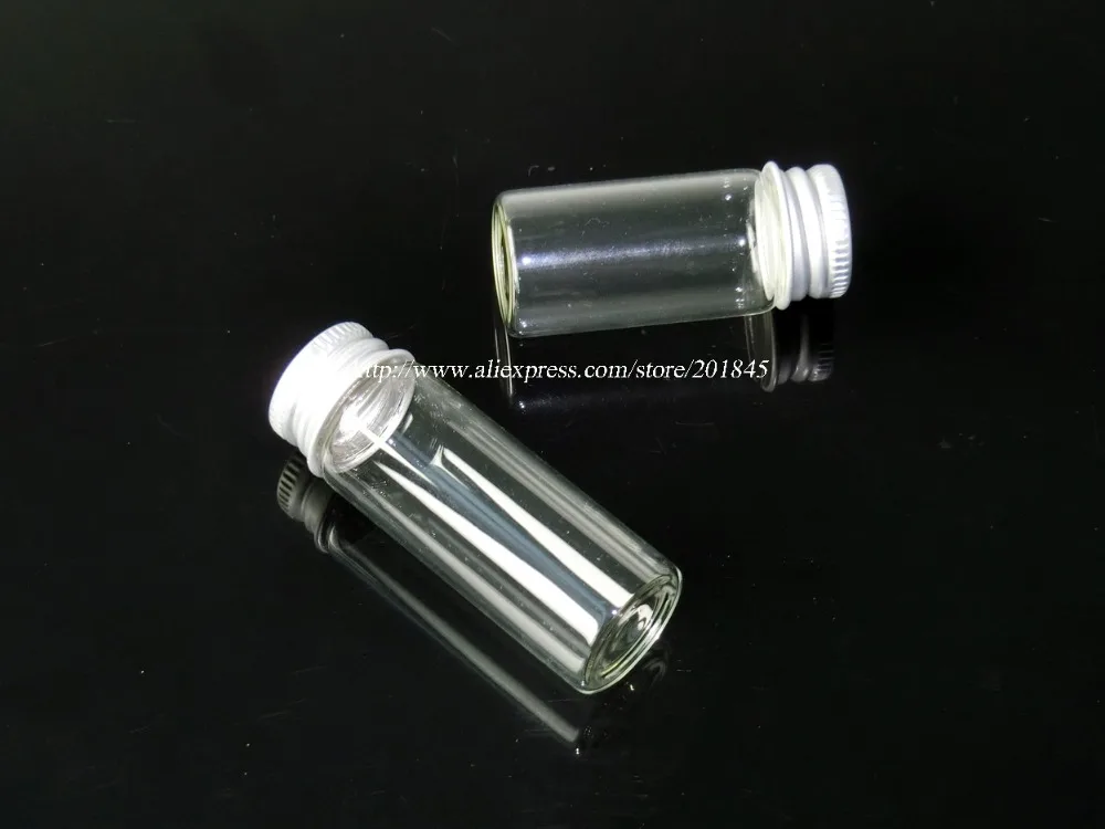 

50Pcs/lot Glass Bottles Aluminium Lid Empty Transparent Clear Gift Wishing Bottles Jars 10ml 14ml