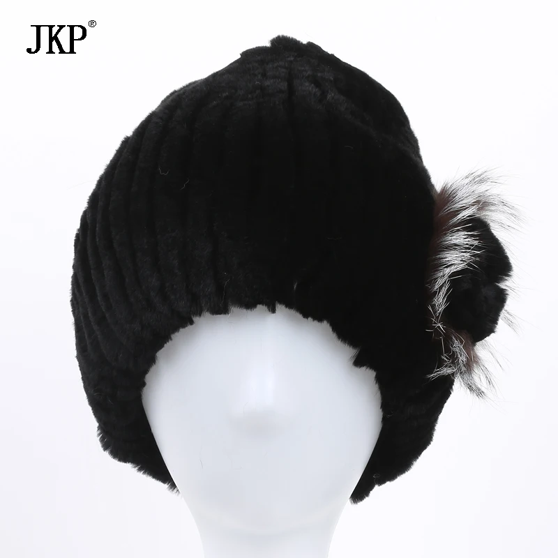 Женская мода На зимнем меху шапки натуральным мехом из меха кролика рекс с