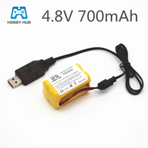 Перезаряжаемый ni-cd аккумулятор 4,8 в, 700 мАч с зарядным устройством для игрушек на радиоуправлении, электрический автомобиль, 4,8 В, никель-кадмиевый аккумулятор, радиоуправляемая лодка, модель автомобиля, игрушка