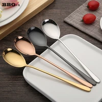 2pcs metal korean dessert spoon gold silver coffee spoon 4 color stainless steel 304 long handled spoon scoop