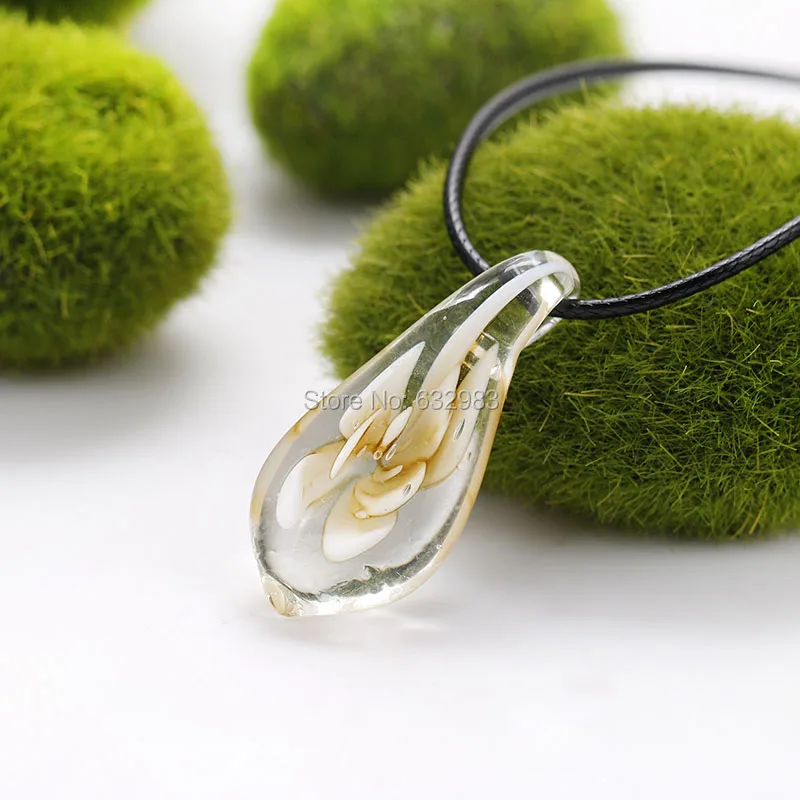 Модное красивое ожерелье с подвеской в форме капли воды из муранского стекла