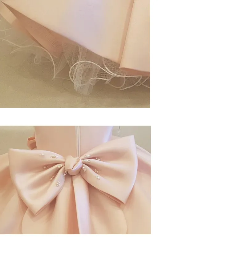 Детское платье многослойное из фатина с бантом и бусинами для крещения Одежда