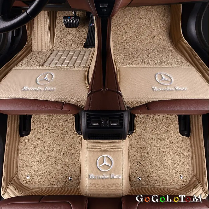 Double laye 4 Пользовательские автомобильные коврики для Mercedes Benz все модели E C GLA GLE GL CLA ML GLK CLS S R A B CLK SLK G GLS GLC vito viano - Название цвета: Double laye 4