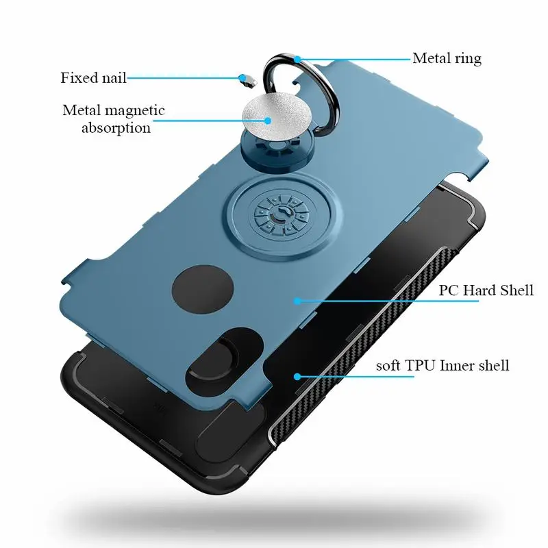 Ascromy For Xiaomi Redmi Note 5 Pro Dual Layer Armor Case 360 Degree Rotating Finger Ring Holder Mi 8 SE Max 3 Coque |