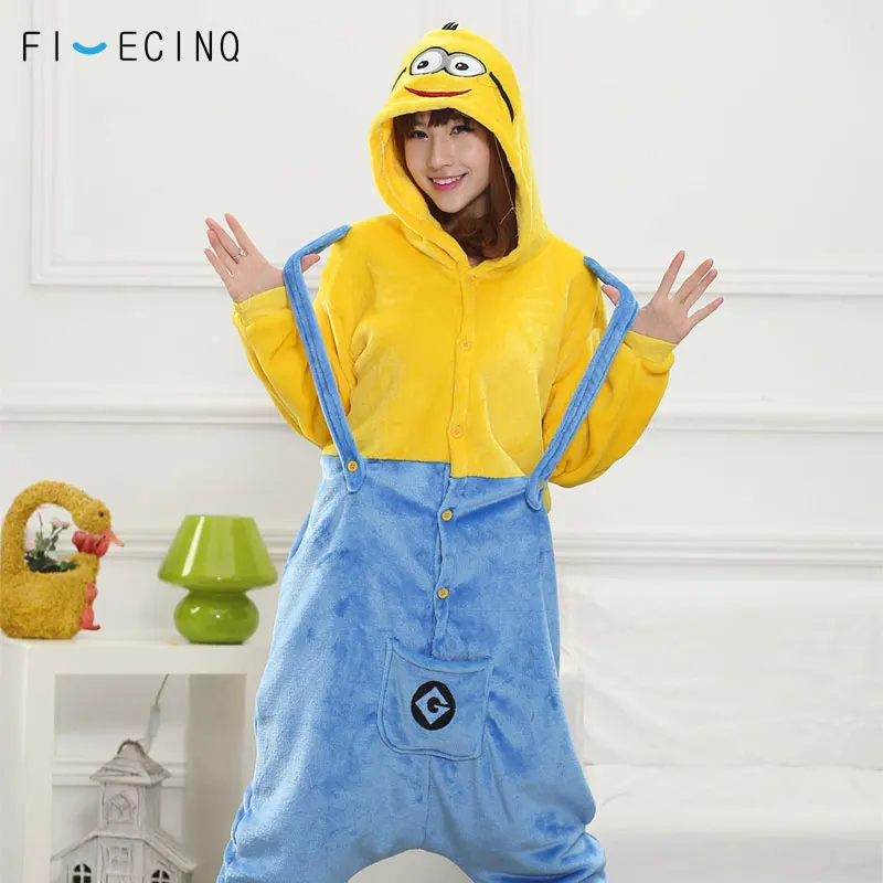 minions Костюм животного для косплея для женщин и мужчин; Забавный комбинезон; фланелевый мягкий зимний теплый комбинезон; карнавальные вечерние костюмы - Цвет: minions