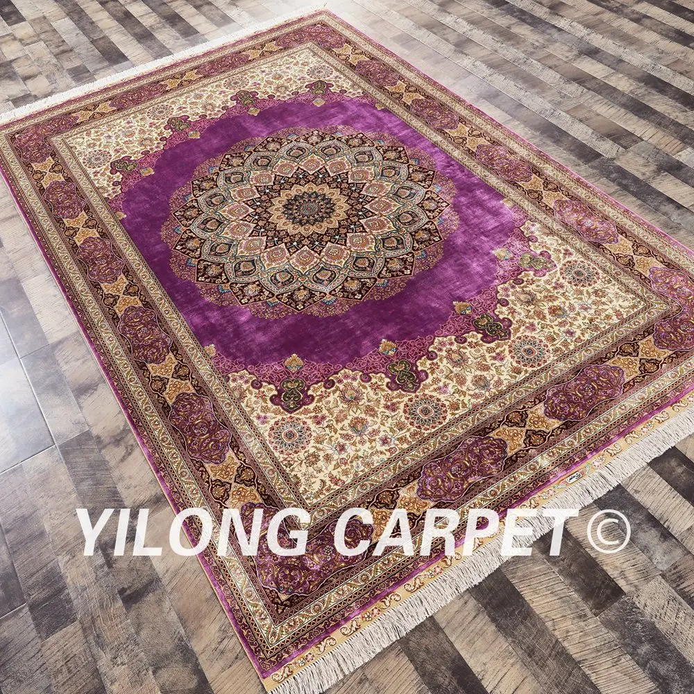 Yilong 6 'x 9' Vantage турецкие шелковые ковры фиолетовый ковер для спальни персидский